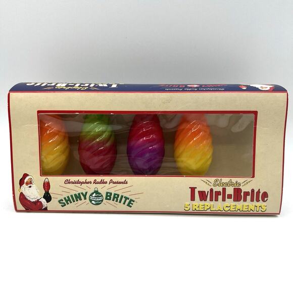 Set 4 Large Radko Shiny Bright Twirl Brite Replacement Christmas Light Bulbs - Picture 1 of 5